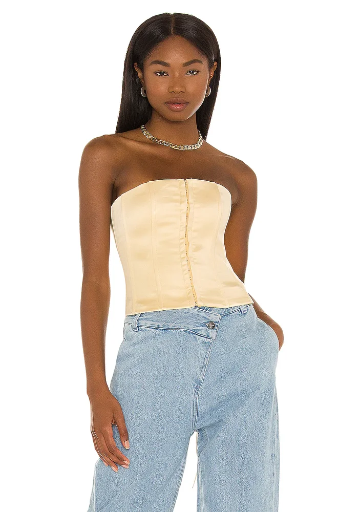 Satin Lace Up Corset in Cream