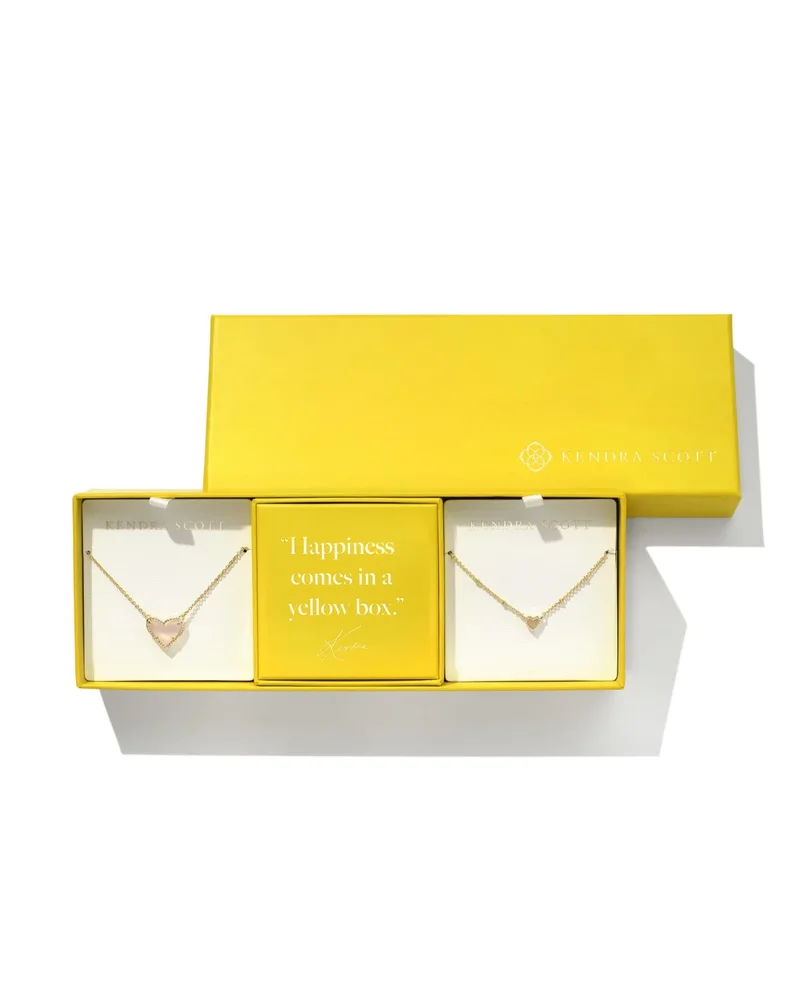 Ari Heart Gold Gift Set of 2 in Rose Quartz