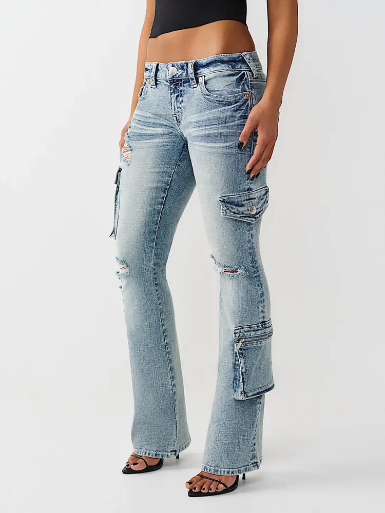 Becca Low Rise Cargo Flap Bootcut Jean
