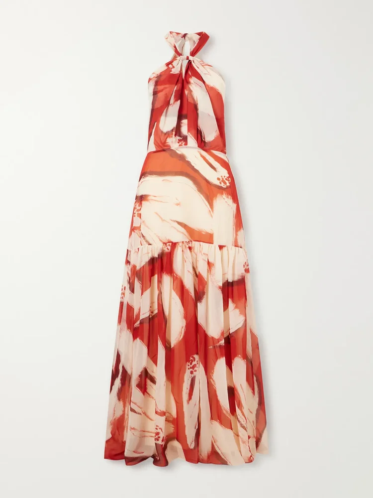 Un Martini floral-print chiffon maxi dress