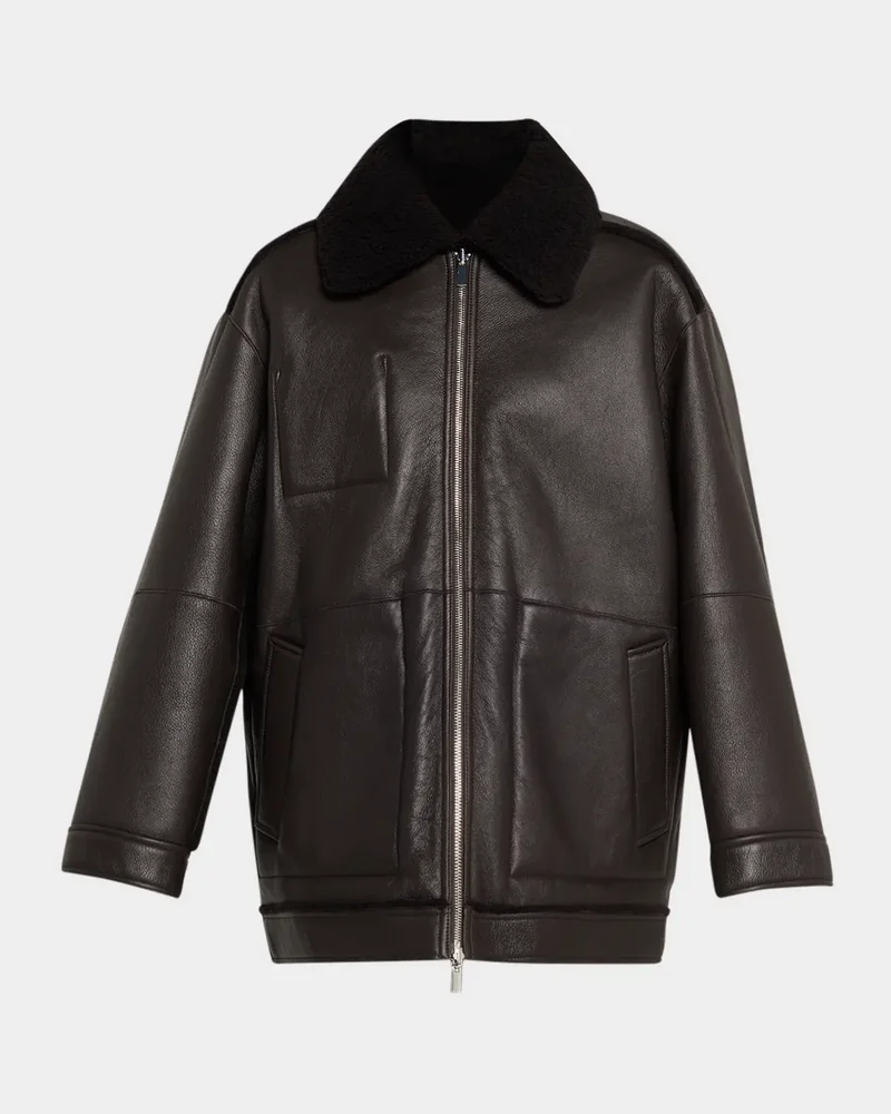 Reversible Shearling Cocoon Coat