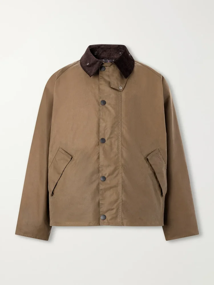 Transport Corduroy-Trimmed Waxed-Cotton Blouson Jacket