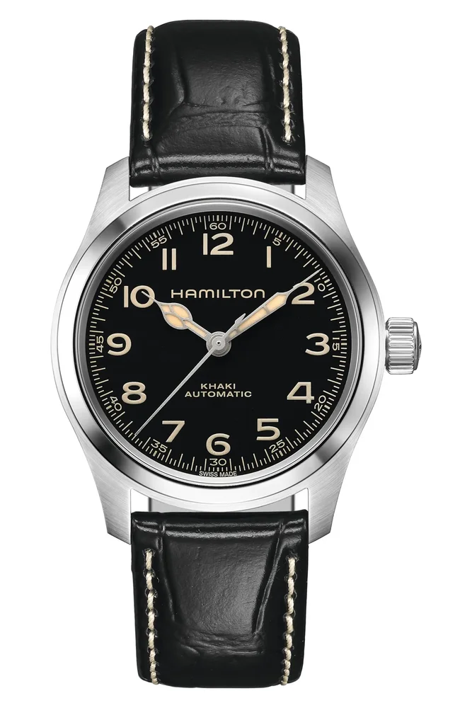 Khaki Field Murph Leather Strap Watch, 38mm