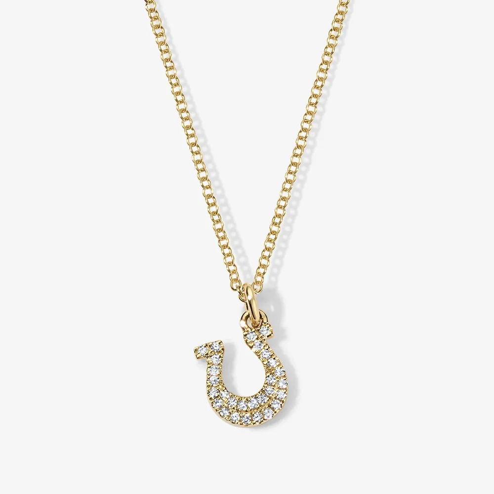 Mini Token Pave Horseshoe Necklace