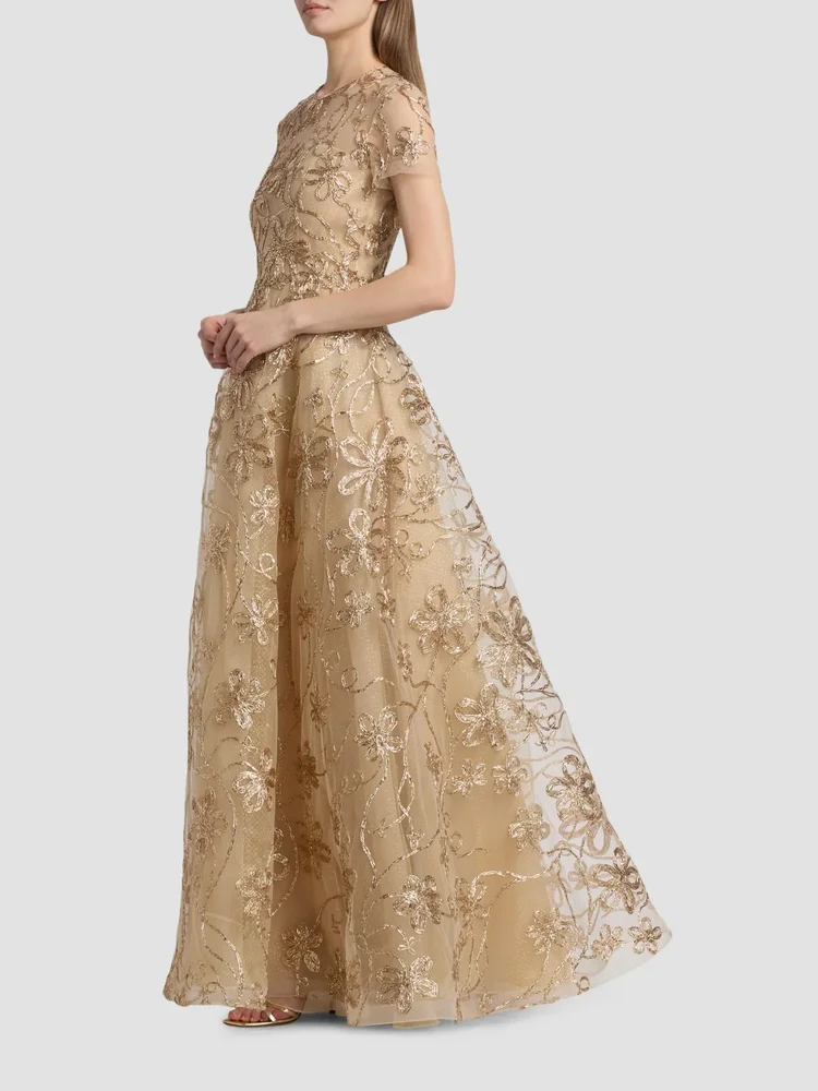 Glitter Embroidered Ball Gown