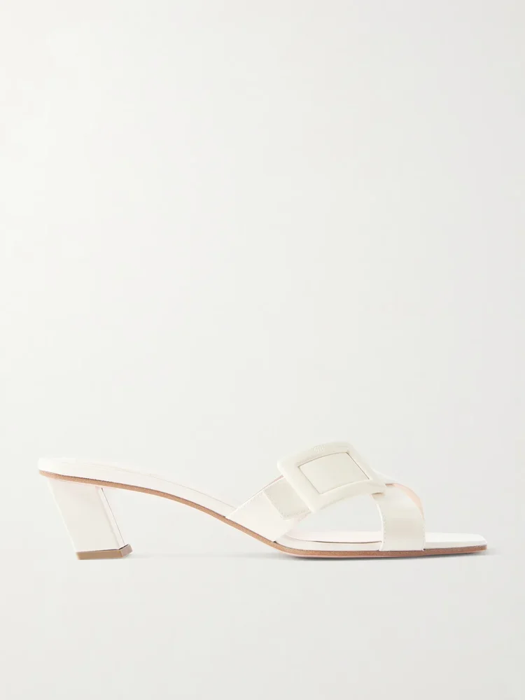 45 buckled patent-leather mules