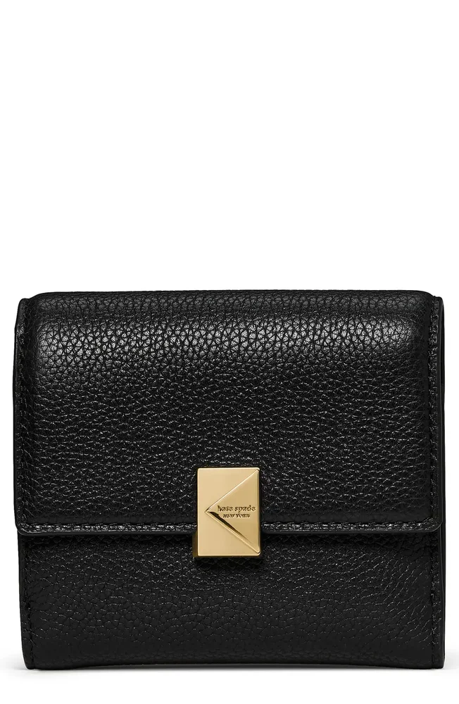 Deco Small Pebbled Leather Flat Wallet