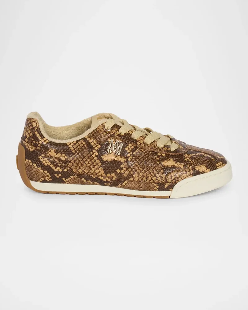 Python-Embossed Leather Low-Top Sneakers