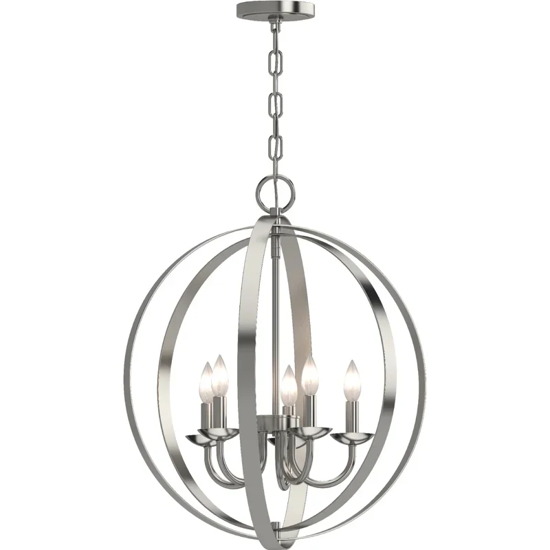 Wane 5-Light Brushed Nickel Globe Candelabra Chandelier
