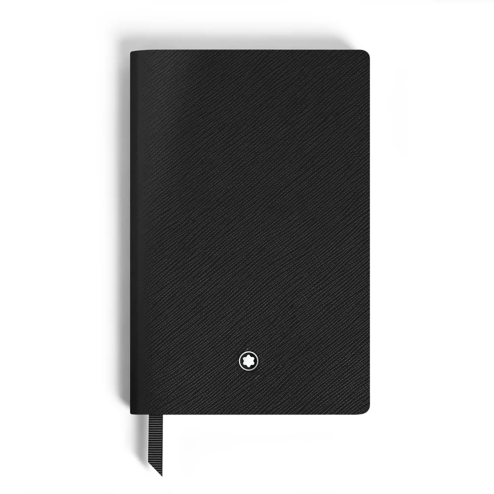 Notebook Small, Saffiano Leather, Black, Blank Pages