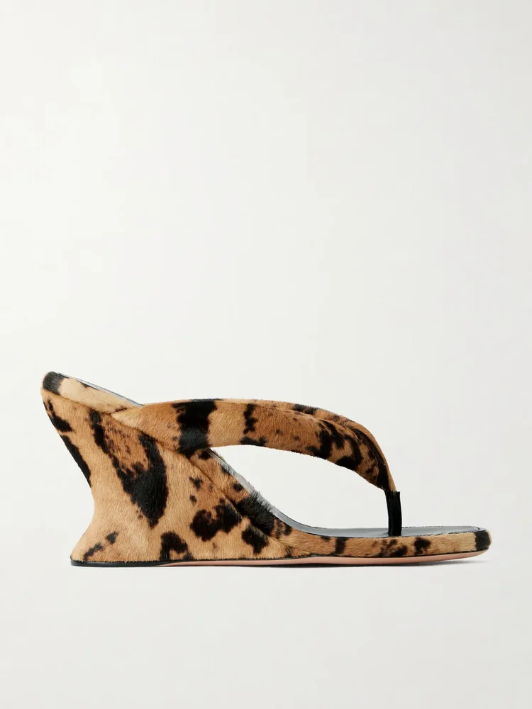 Gaeta leopard-print pony hair wedge mules
