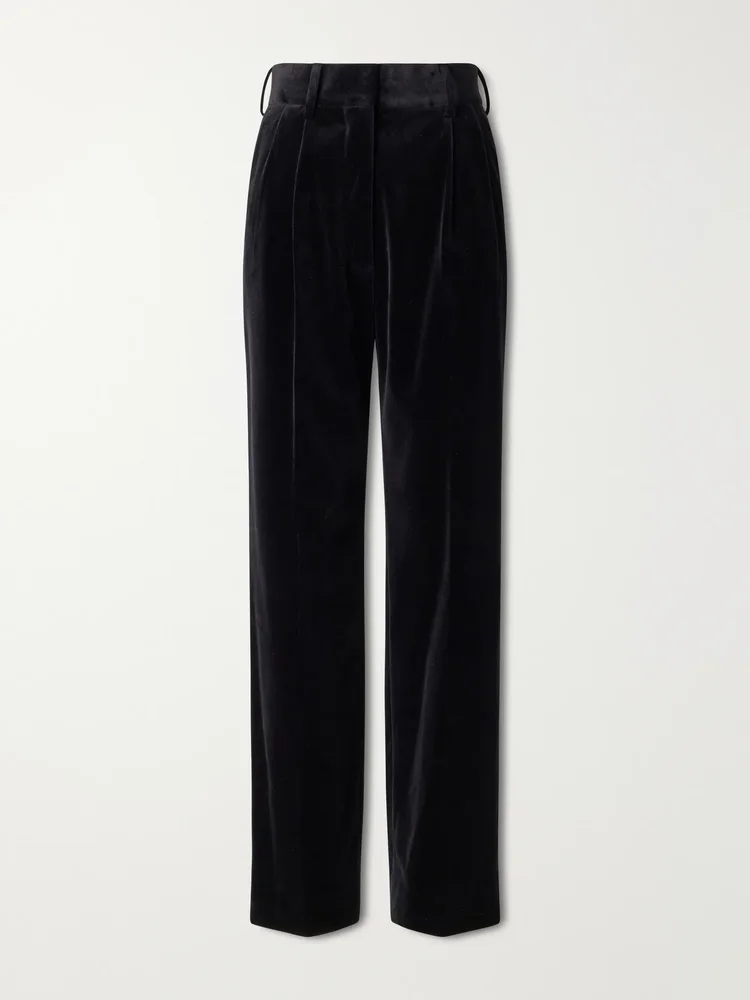 Fox straight-leg cotton-velvet pants