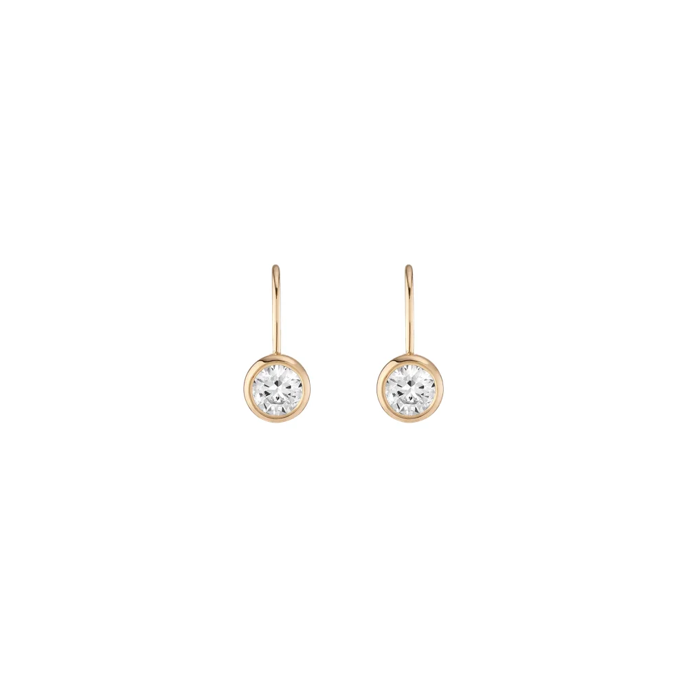 Round Lab Grown Diamond Bezel Drop Earrings