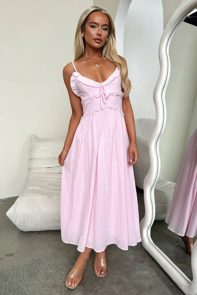 Nicola Midi Dress, Baby Pink