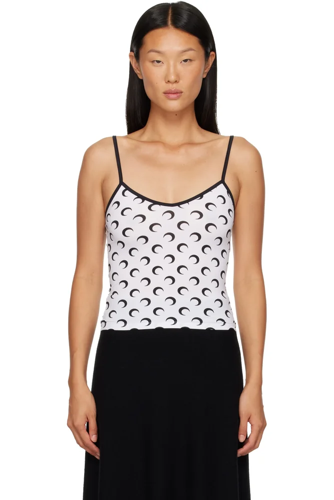 White Moon Printed Jersey Straps Camisole