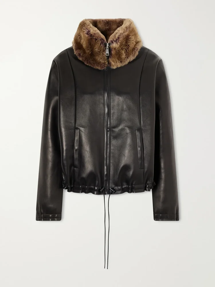 So Linda shearling-trimmed leather jacket