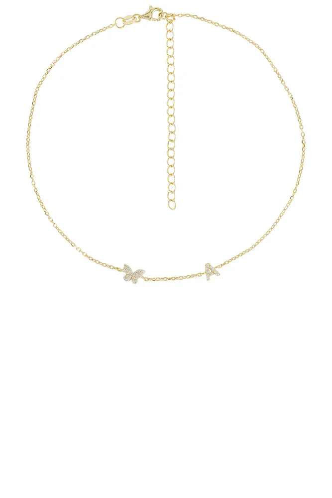Pave Butterfly Initial Choker