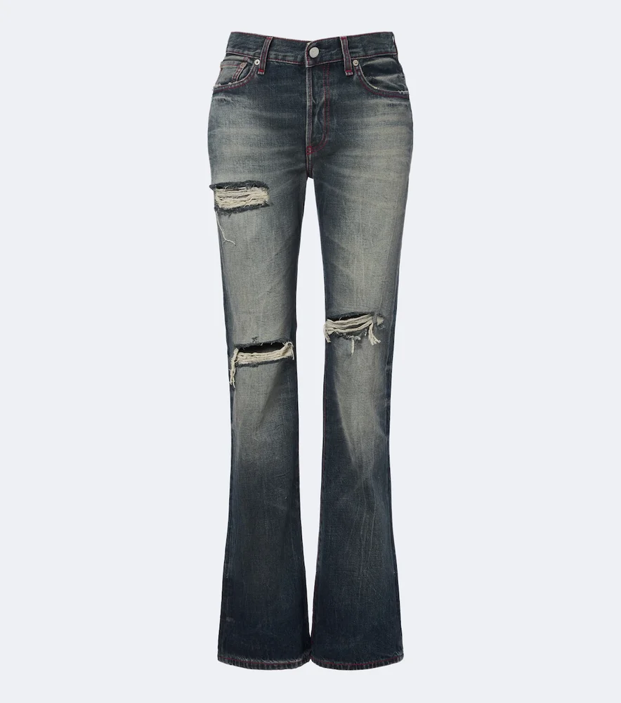 Re-Edition distressed faded bootcut jeans