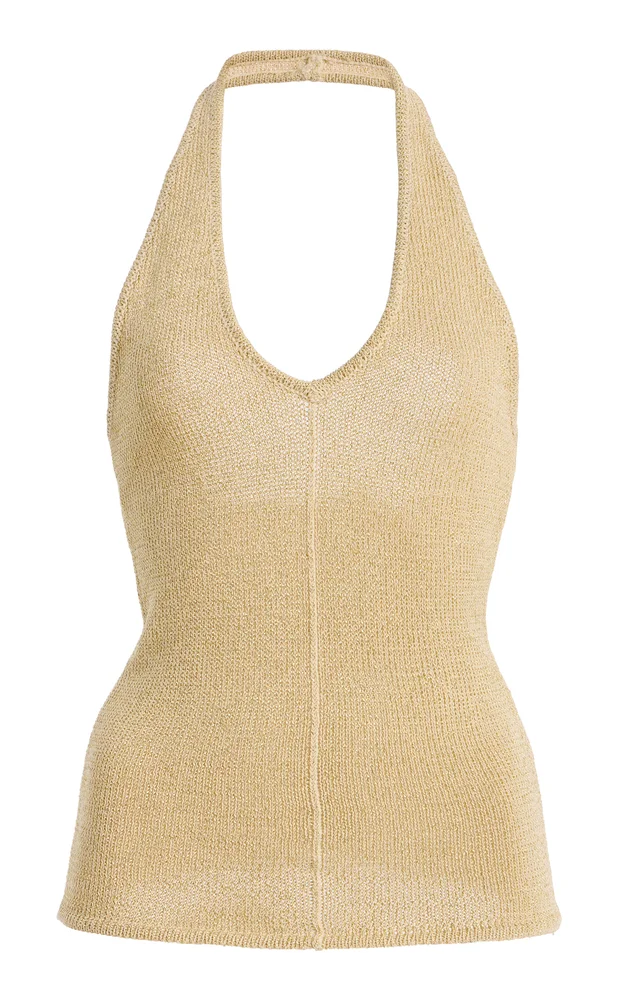 Exclusive La Isla Lurex Knit Halter Top
