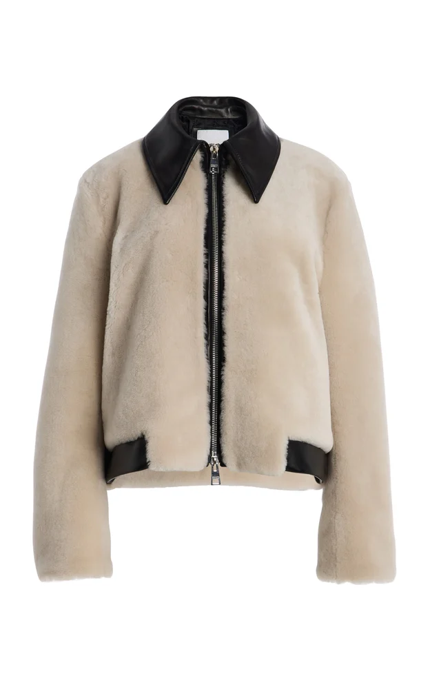 The Whitaker Leather-Detailed Shearling Jacket