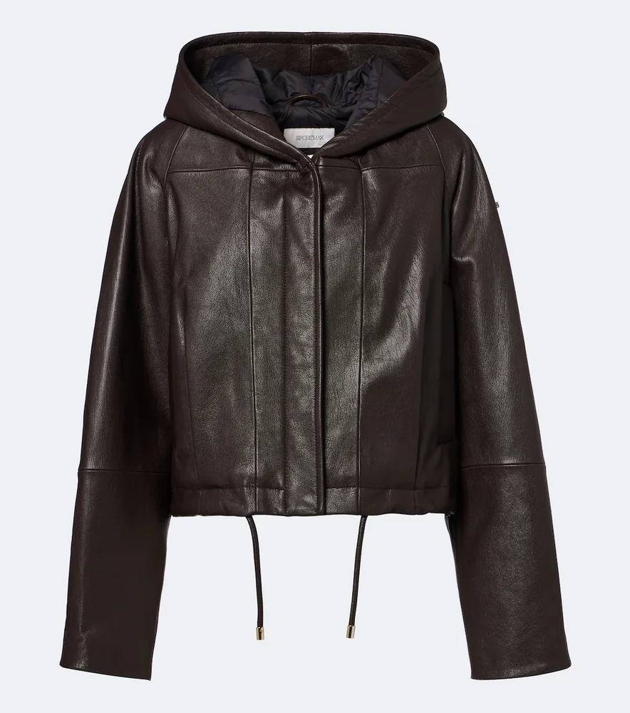 Hooded leather jacket