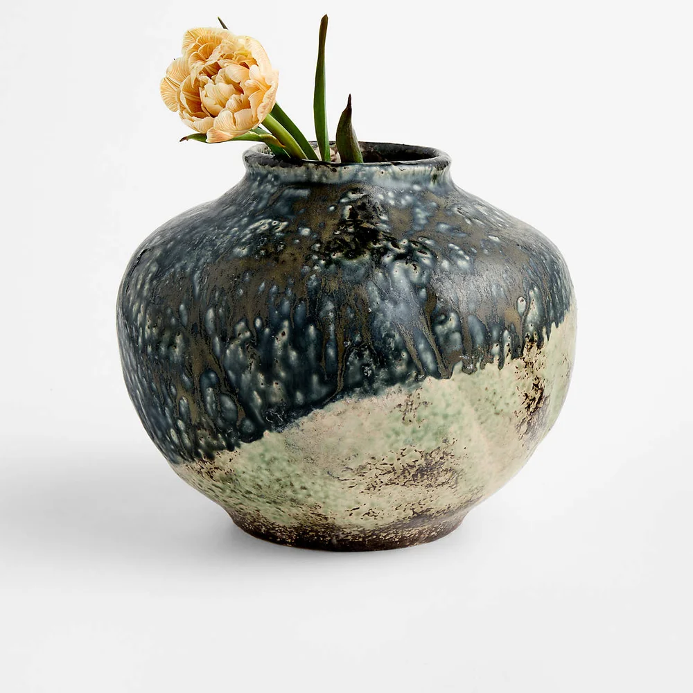 Pompeii Blue Ceramic Vase 7.5"