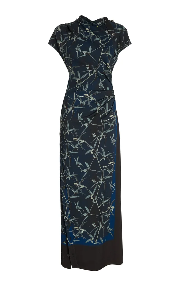Anais Floral Stretch-Cady Maxi Dress