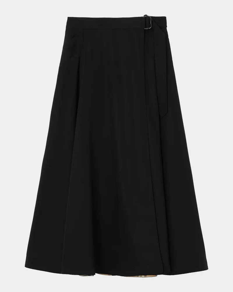 Belina Belted Wool Twill Midi Skirt
