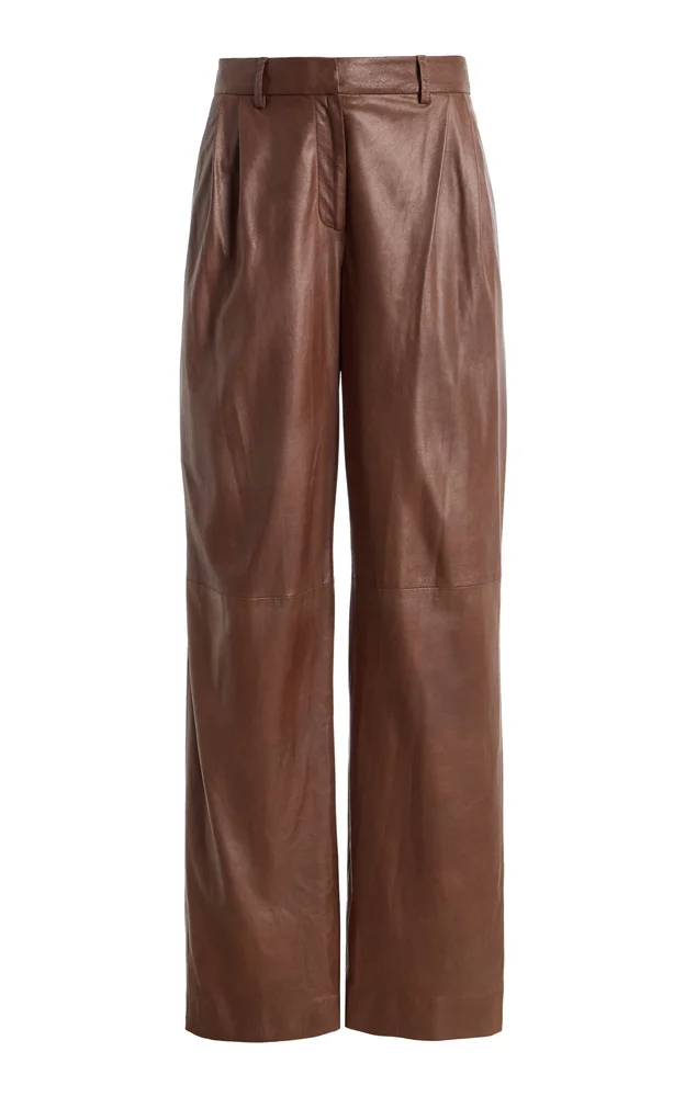 Ivy Pleated Leather Trousers