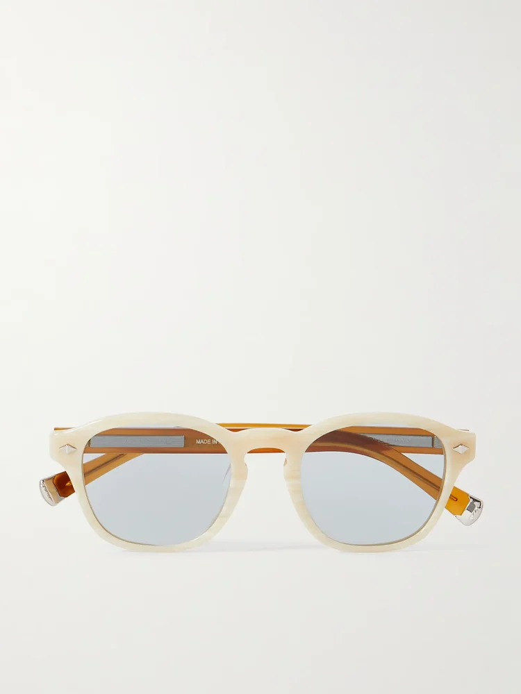Round-Frame Two-Tone Acetate Sunglasses