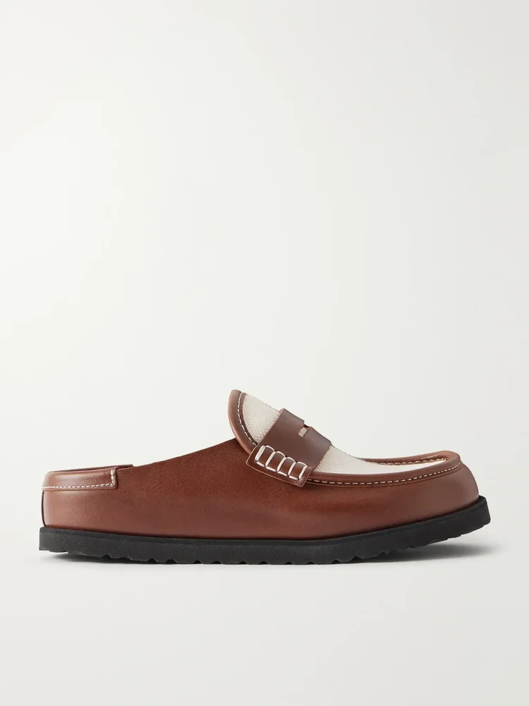 Naples Wrapped canvas-trimmed leather loafers