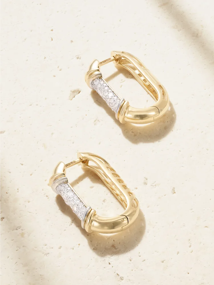 Lock Size 3 18-karat gold diamond hoop earrings