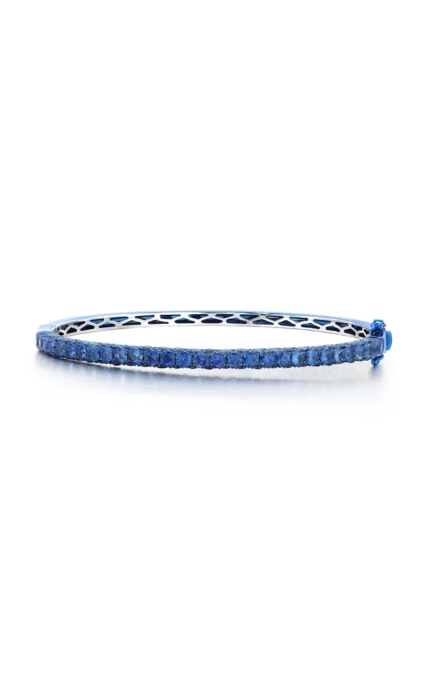 18K White Gold, Blue Rhodium Sapphire Bracelet