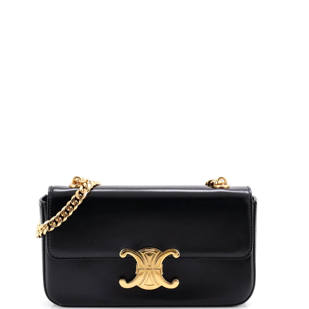 Pre-Owned Triomphe Chain Shoulder Bag in Leather, Small, Black