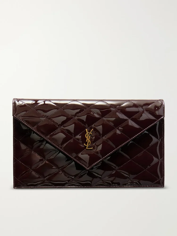 Paris Matelassé patent-leather clutch