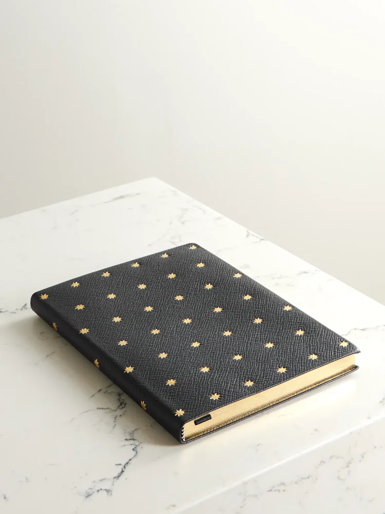 Stars Soho Panama debossed metallic textured-leather notebook
