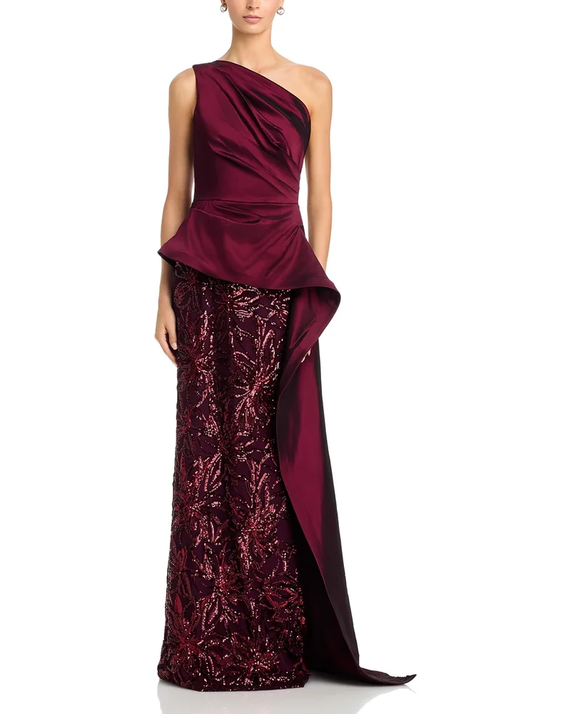 Taffeta Sequin One Shoulder Gown