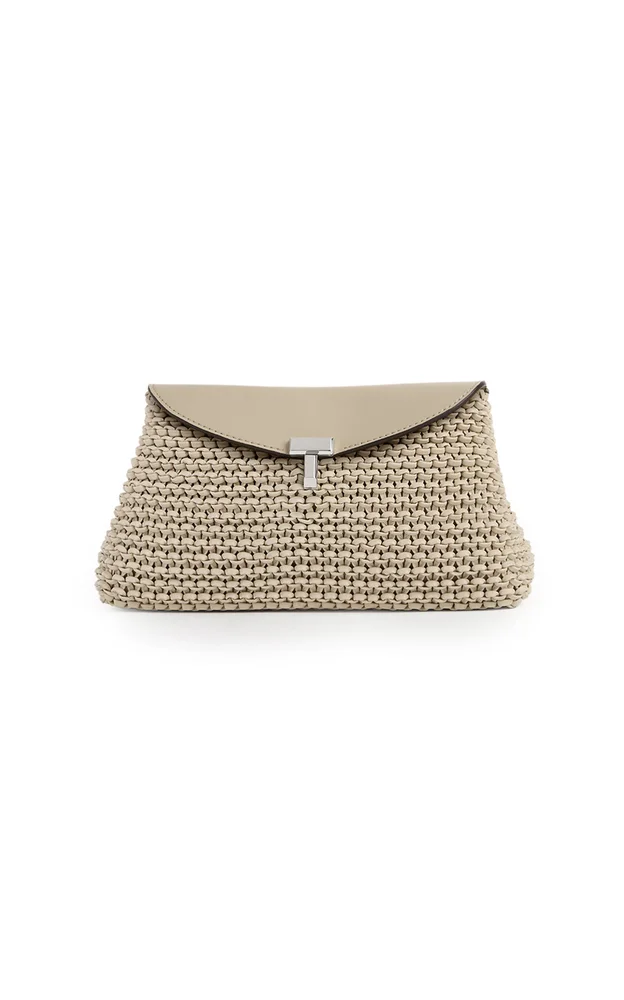Mini T-Lock Woven-Leather Clutch