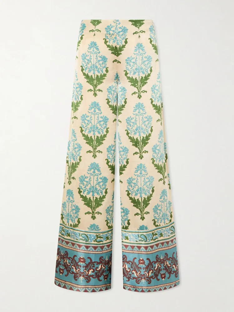 Stephan floral-print silk-satin pants