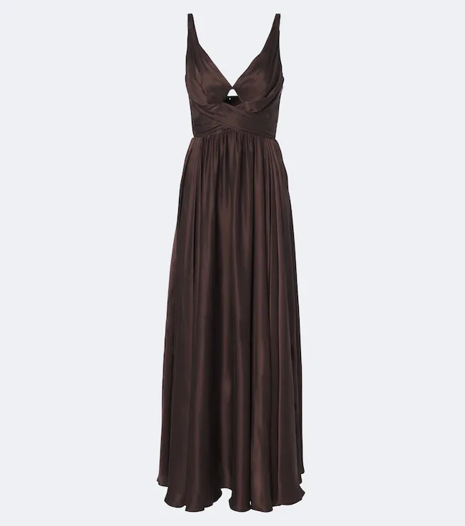 Draped silk maxi dress