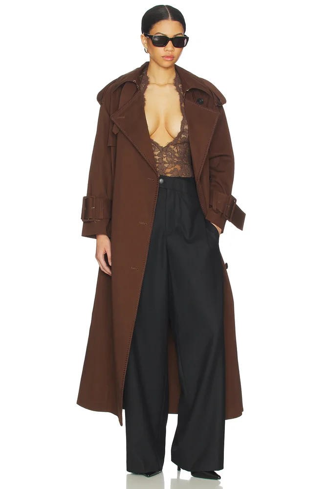 Hooded Scarf Trench Coat