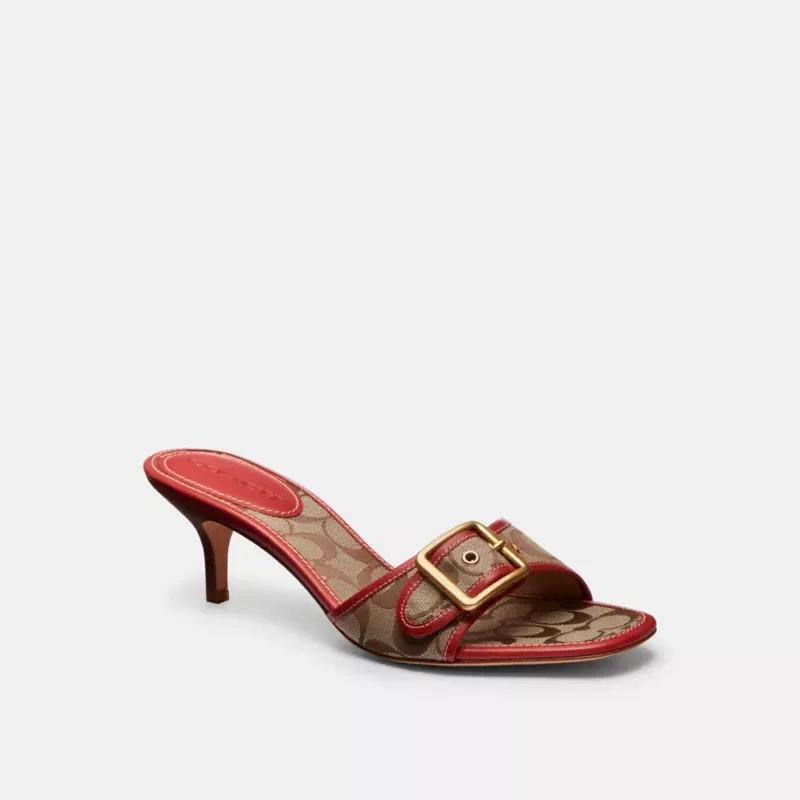 Margot Sandal In Signature Sateen Jacquard (Red)