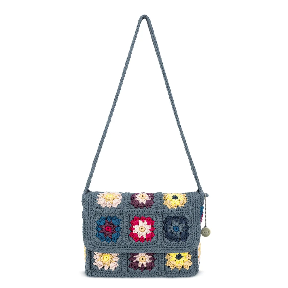 Marlow Flap Shoulder Bag, Hand Crochet, Maritime Multi Patch