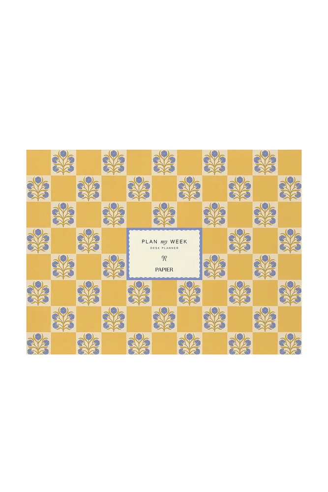 Floral Checkerboard Undated Weekly Desk Planner