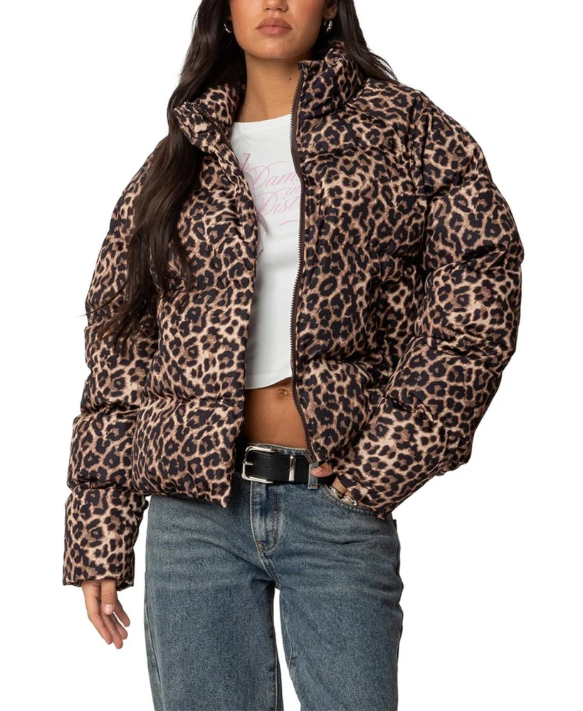 Dalya Leopard Printed Puffer Jacket
