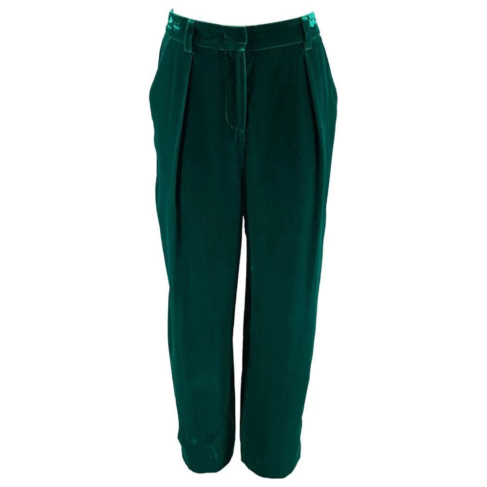 Giorgio Armani Size 6 Green Emerald Velvet Viscose Silk Pants