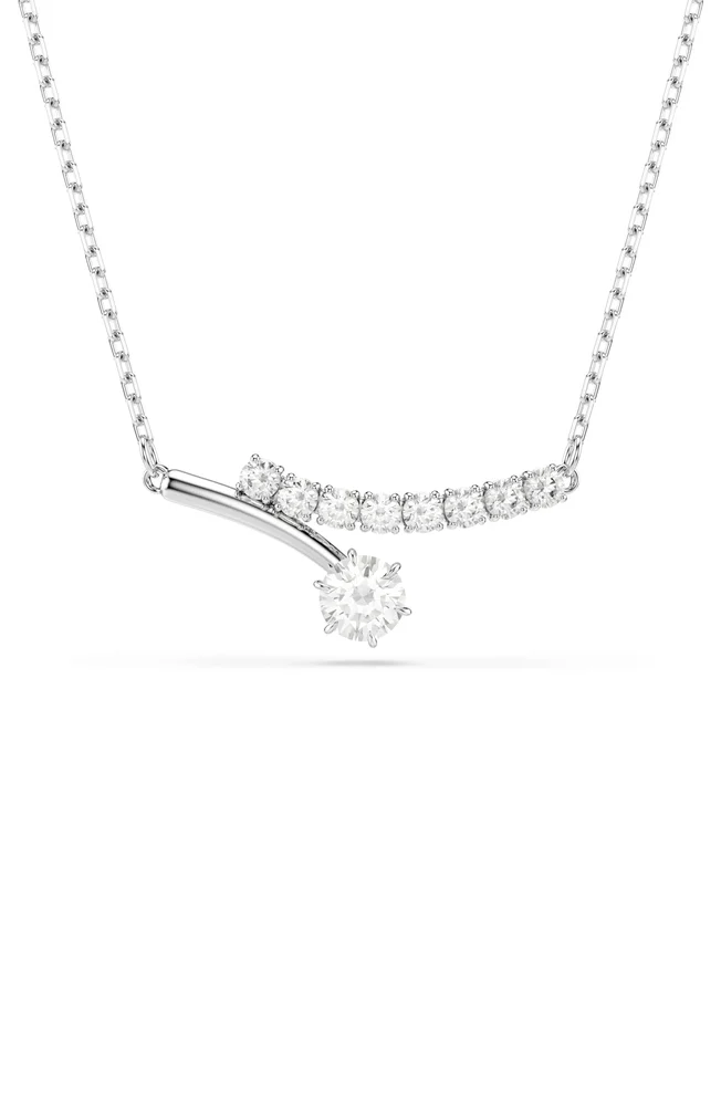 Matrix Rhodium Plated Cubic Zirconia Pendant Necklace