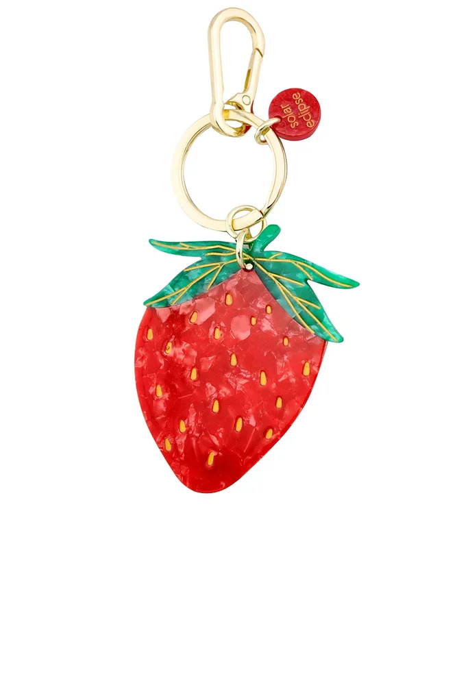 Handpainted Strawberry Bag Charm Keychain