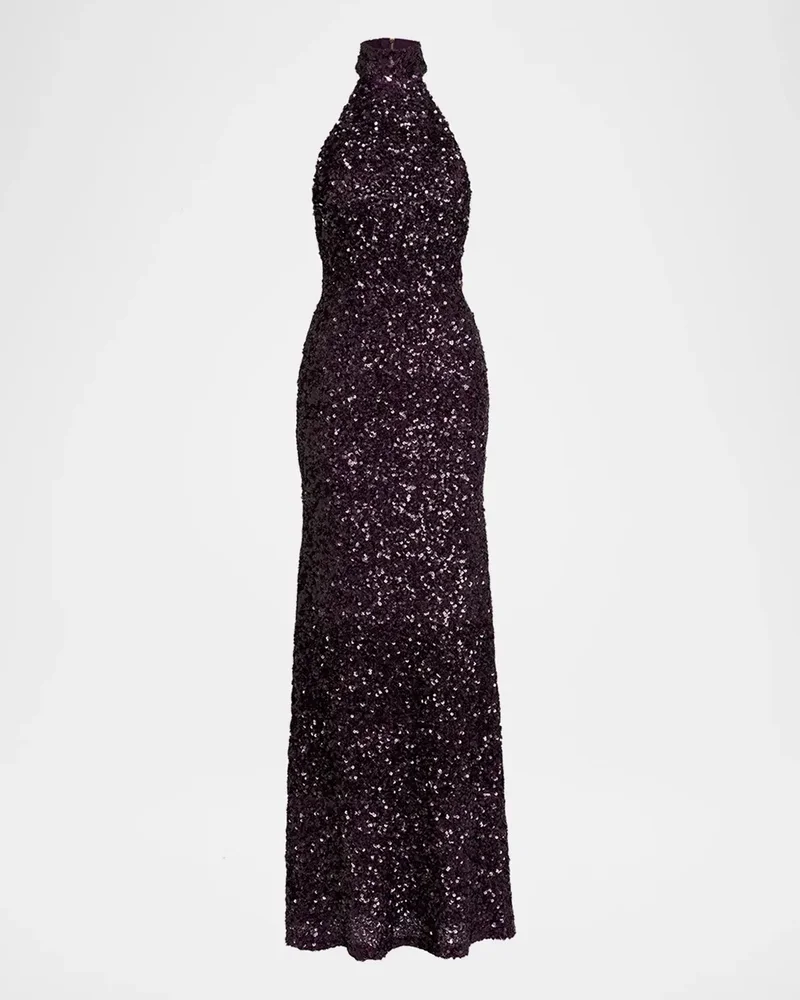 Dido Sequined Halter Trumpet Gown