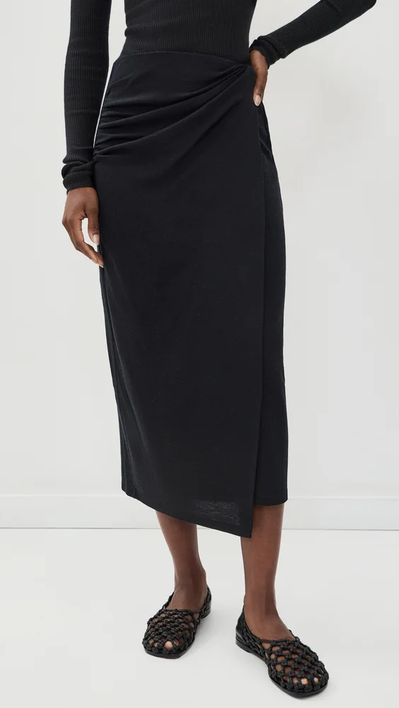 Waist Draped Midi Skirt